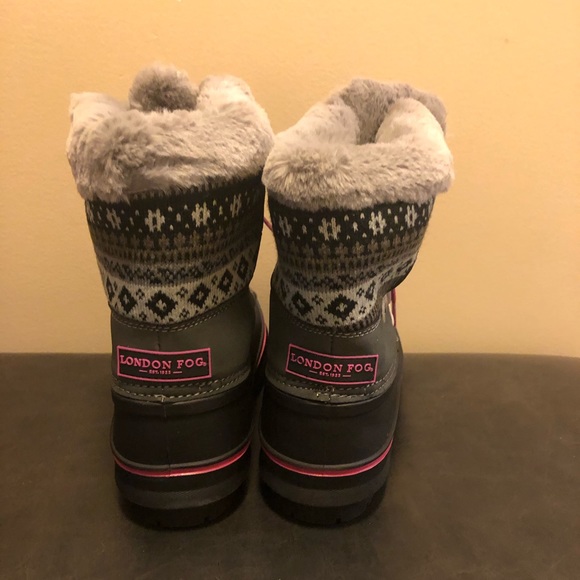 Pink/Grey kids fur lined winter boots - Picture 4 of 5